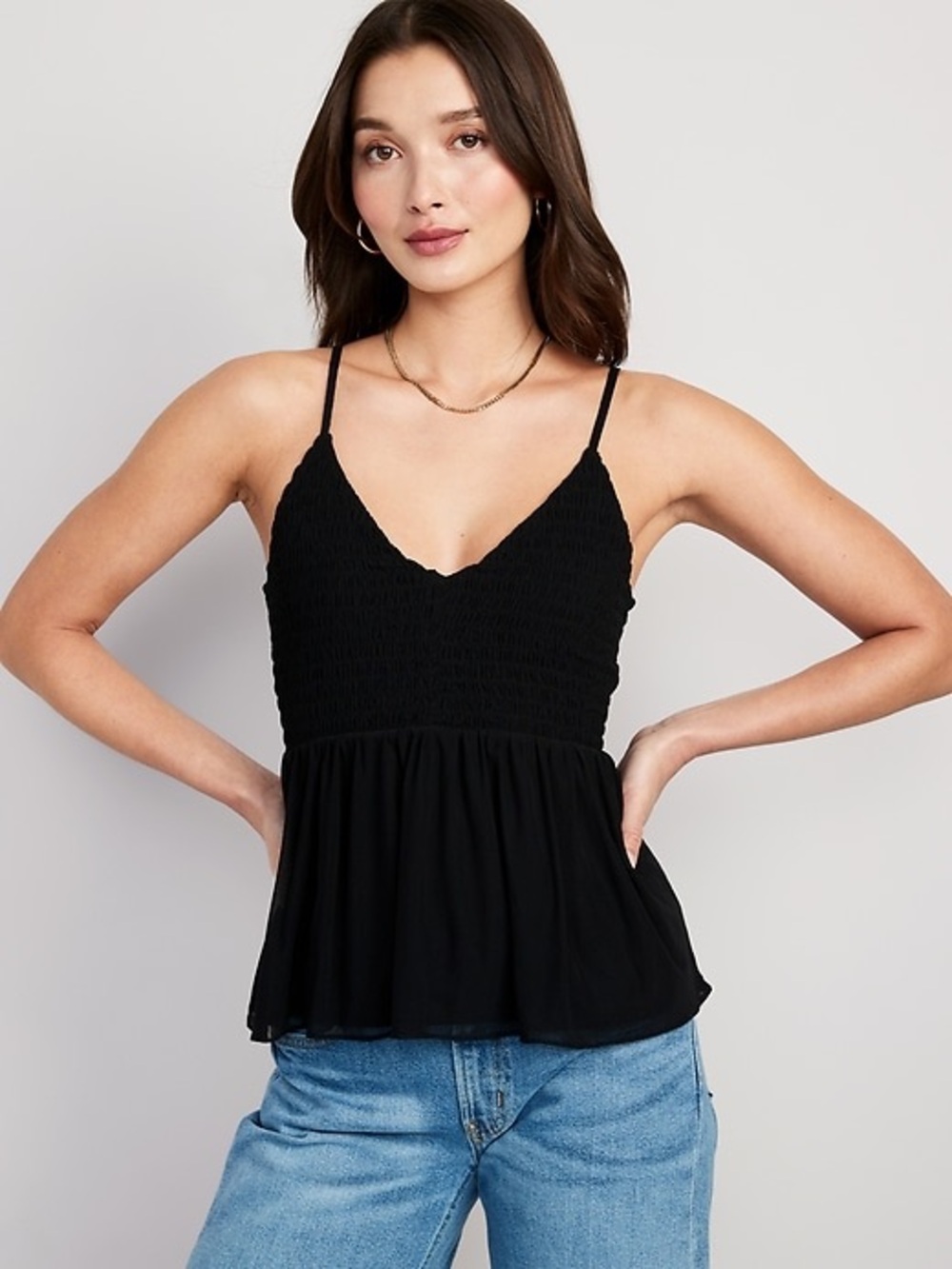 Old Navy V-Neck Mesh Babydoll Cami Swing Top